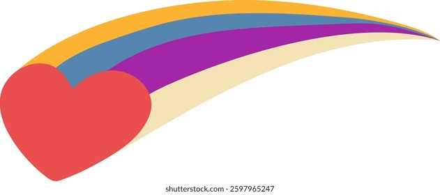 heart comet color mother day doodle illustration