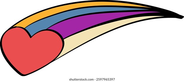 heart comet color mother day doodle illustration