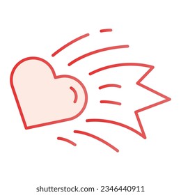 Heart comet flat icon. Falling star heart pink icons in trendy flat style. Asteroid heart gradient style design, designed for web and app. Eps 10