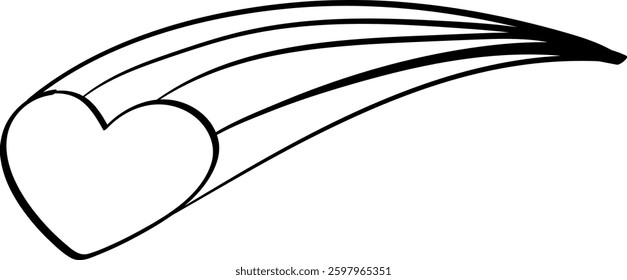 heart comet line mother day doodle illustration