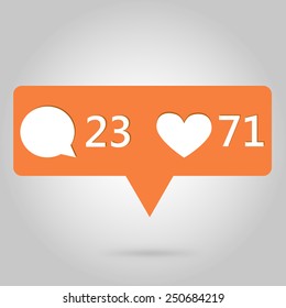 Heart and comment button icon, great for your design