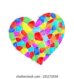 heart is composed of multi-colored stones