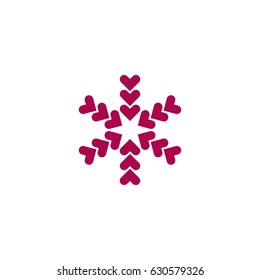 Heart composing snow flake