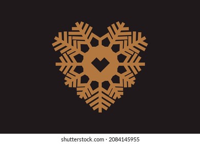 Heart composing snow flake icon