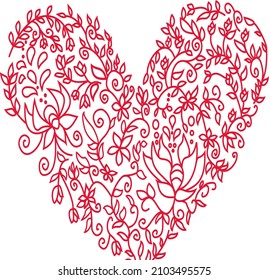 
heart composition made with flowers