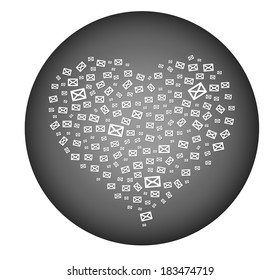 the heart composition made out of envelopes / the heart composition / the communication