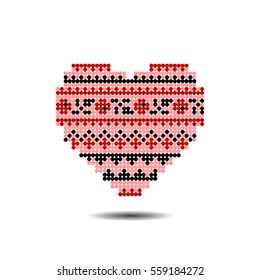 Heart composition with ornament. St. Valentine's symbol.