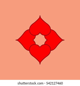 Heart composition. Romantic love isolated icon. Colorful symbol of valentine day and love. Template for t shirt, apparel, card, poster. Design element of valentine day. Vector illustration