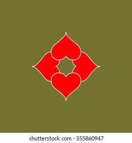 Heart composition. Romantic love isolated icon on white background. Colorful symbol of valentine day and love. Template for t shirt, apparel, card, poster. Design element. Vector illustration