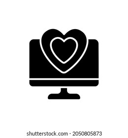 Herz mit Computersymbolen. Vektorgrafik füllt schwarze Illustration.