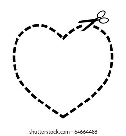 Heart Concept With Dotted Line And Scissors Illustration