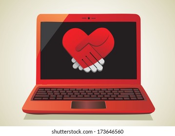 Heart Concept. Laptop