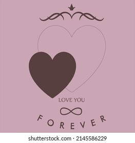 Heart Concept Love Slogan Tshirt Print Design