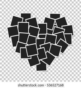 Heart concept made with photo frames isolated. Memories, card, love template design. Vector illustration