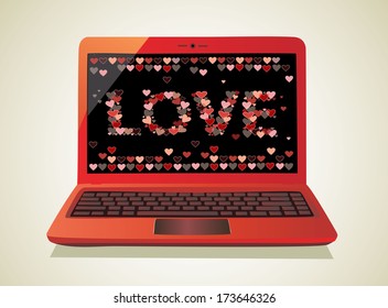 Heart Concept. Valentine's Day. Laptop