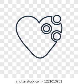 Heart concept vector linear icon isolated on transparent background, Heart concept transparency concept in outline style