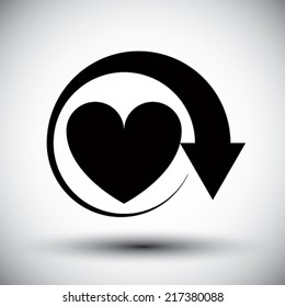 Heart conceptual vector simple single color icon.