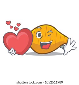 With heart conchiglie pasta mascot cartoon