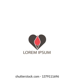 Heart and Cone ice cream vector icon logo. Ice Cream scoop symbol, logo illustration.