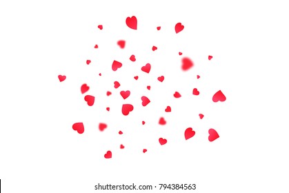 Heart confetti. Background for Valentines Day. Flying Valentine hearts