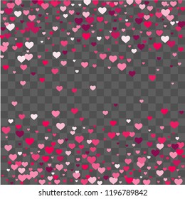 Heart confetti beautifully chaotic fall on the background. Template for posters, posters, postcards, invitations. Valentine's Day. Vector illustration