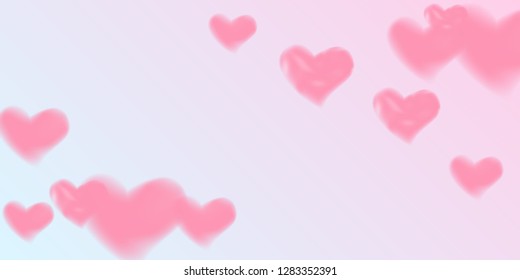 Heart confetti beautifully chaotic fall on the background. Template for posters, posters, postcards, invitations. Hearts of confetti for valentines day.  Vector illustration.