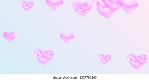 Heart confetti beautifully chaotic fall on the background. Template for posters, posters, postcards, invitations. Hearts of confetti for valentines day.  Vector illustration.