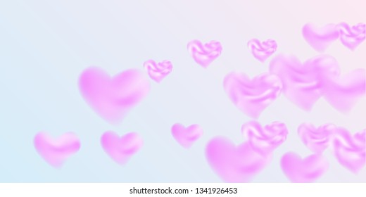 Heart confetti beautifully chaotic fall on the background. Template for posters, posters, postcards, invitations. Hearts of confetti for valentines day.  Vector illustration.