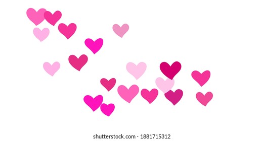 Heart confetti beautifully chaotic fall on the background. Template for posters, posters, postcards, invitations. Valentine's Day. Vector illustration