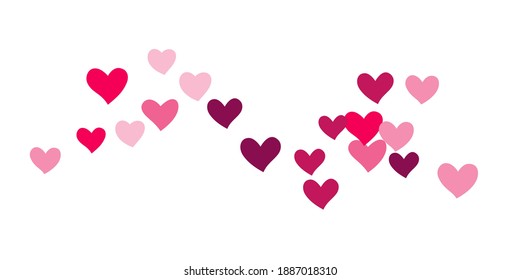 Heart confetti beautifully chaotic fall on the background. Template for posters, posters, postcards, invitations. Valentine's Day. Vector illustration