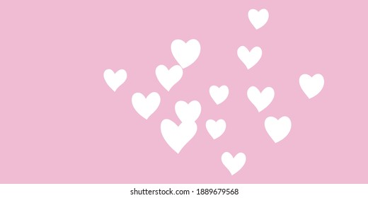 Heart confetti beautifully chaotic fall on the background. Template for posters, posters, postcards, invitations. Valentine's Day. Vector illustration