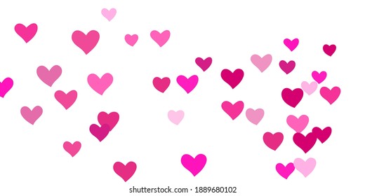 Heart confetti beautifully chaotic fall on the background. Template for posters, posters, postcards, invitations. Valentine's Day. Vector illustration