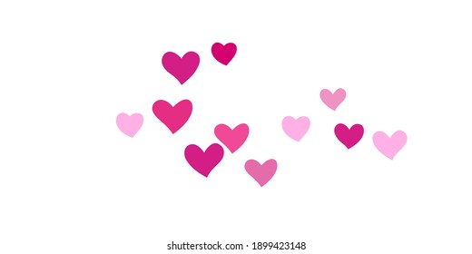 Heart confetti beautifully chaotic fall on the background. Template for posters, posters, postcards, invitations. Valentine's Day. Vector illustration