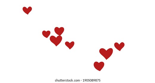 Heart confetti beautifully chaotic fall on the background. Template for posters, posters, postcards, invitations. Valentine's Day. Vector illustration