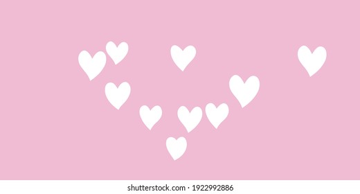 Heart confetti beautifully chaotic fall on the background. Template for posters, posters, postcards, invitations. Valentine's Day. Vector illustration