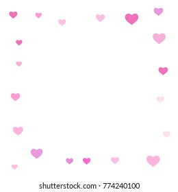 Heart confetti beautifully chaotic fall on the background. Template for posters, posters, postcards, invitations. Valentine's Day. Vector illustration