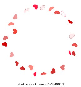 Heart confetti beautifully chaotic fall on the background. Template for posters, posters, postcards, invitations. Valentine's Day. Vector illustration