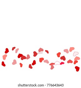 Heart confetti beautifully chaotic fall on the background. Template for posters, posters, postcards, invitations. Valentine's Day. Vector illustration