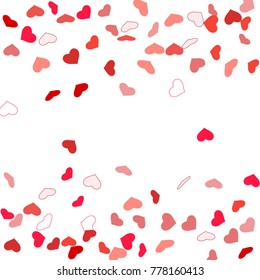 Heart confetti beautifully chaotic fall on the background. Template for posters, posters, postcards, invitations. Valentine's Day. Vector illustration