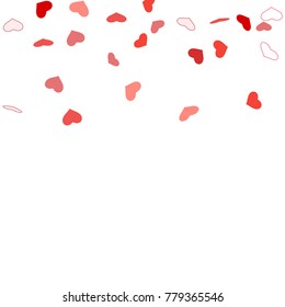 Heart confetti beautifully chaotic fall on the background. Template for posters, posters, postcards, invitations. Valentine's Day. Vector illustration