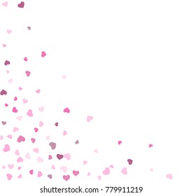 Heart confetti beautifully chaotic fall on the background. Template for posters, posters, postcards, invitations. Valentine's Day. Vector illustration