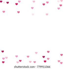 Heart confetti beautifully chaotic fall on the background. Template for posters, posters, postcards, invitations. Valentine's Day. Vector illustration