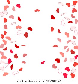 Heart confetti beautifully chaotic fall on the background. Template for posters, posters, postcards, invitations. Valentine's Day. Vector illustration