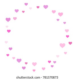Heart confetti beautifully chaotic fall on the background. Template for posters, posters, postcards, invitations. Valentine's Day. Vector illustration
