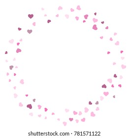 Heart confetti beautifully chaotic fall on the background. Template for posters, posters, postcards, invitations. Valentine's Day. Vector illustration