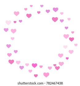 Heart confetti beautifully chaotic fall on the background. Template for posters, posters, postcards, invitations. Valentine's Day. Vector illustration