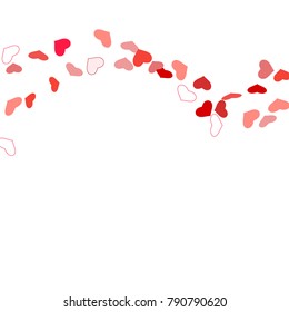 Heart confetti beautifully chaotic fall on the background. Template for posters, posters, postcards, invitations. Valentine's Day. Vector illustration