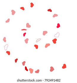 Heart confetti beautifully chaotic fall on the background. Template for posters, posters, postcards, invitations. Valentine's Day. Vector illustration
