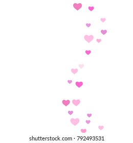 Heart confetti beautifully chaotic fall on the background. Template for posters, posters, postcards, invitations. Valentine's Day. Vector illustration