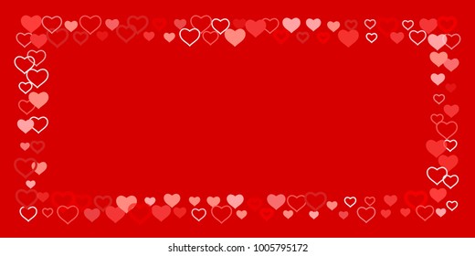 Heart of confetti beautifully chaotic falls on the background. An opening for Valentine's Day or an invitation to a wedding or a party or a horizontal background for a banner, poster. Vector